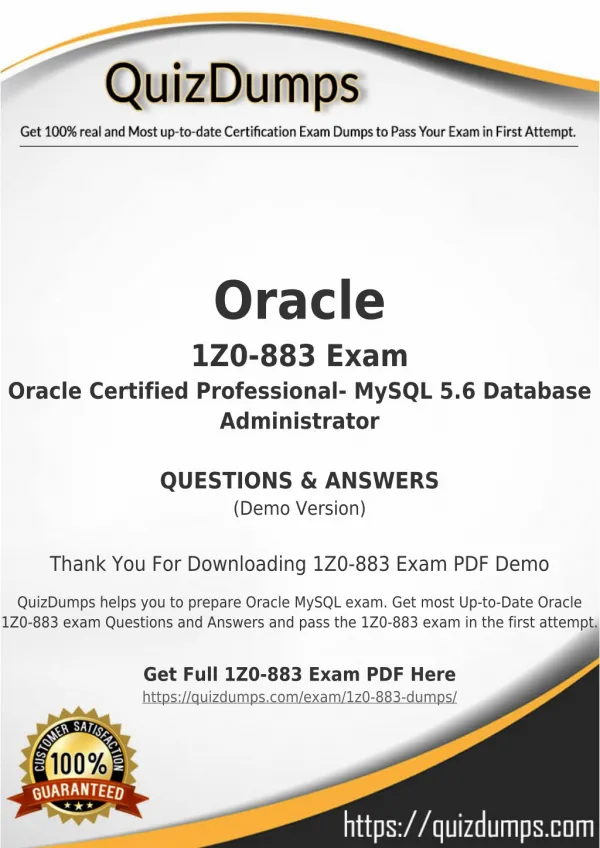1Z0-883 Exam Dumps - Preparation with 1Z0-883 Dumps PDF