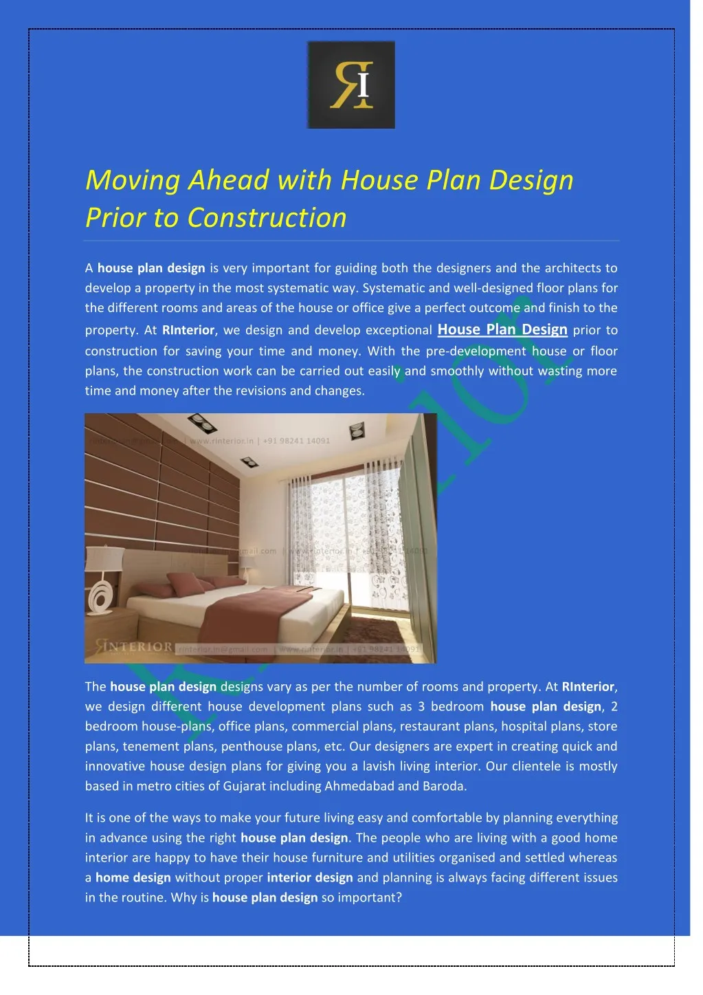moving ahead with house plan design prior