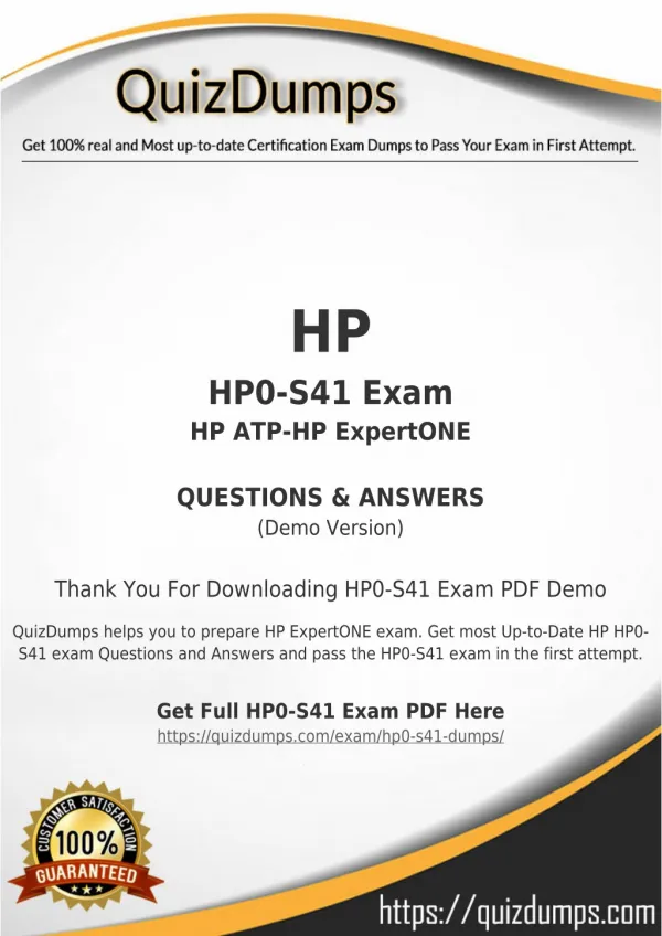 HP0-S41 Exam Dumps - Pass with HP0-S41 Dumps PDF