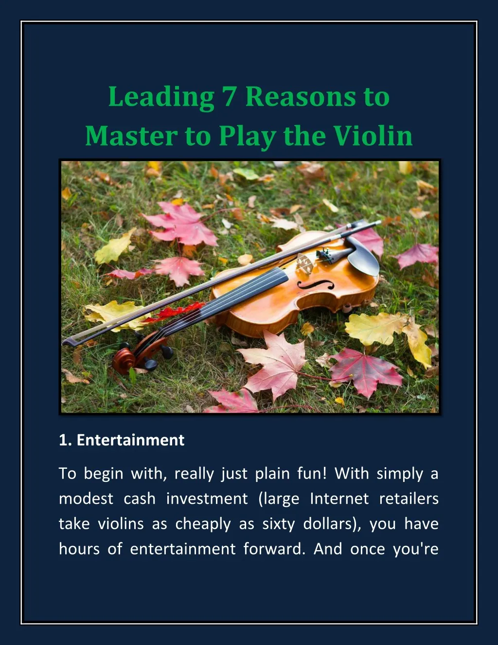 leading 7 reasons to master to play the violin