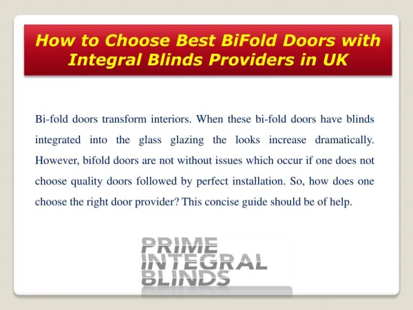 How to Choose Best BiFold Doors with Integral Blinds Providers in UK