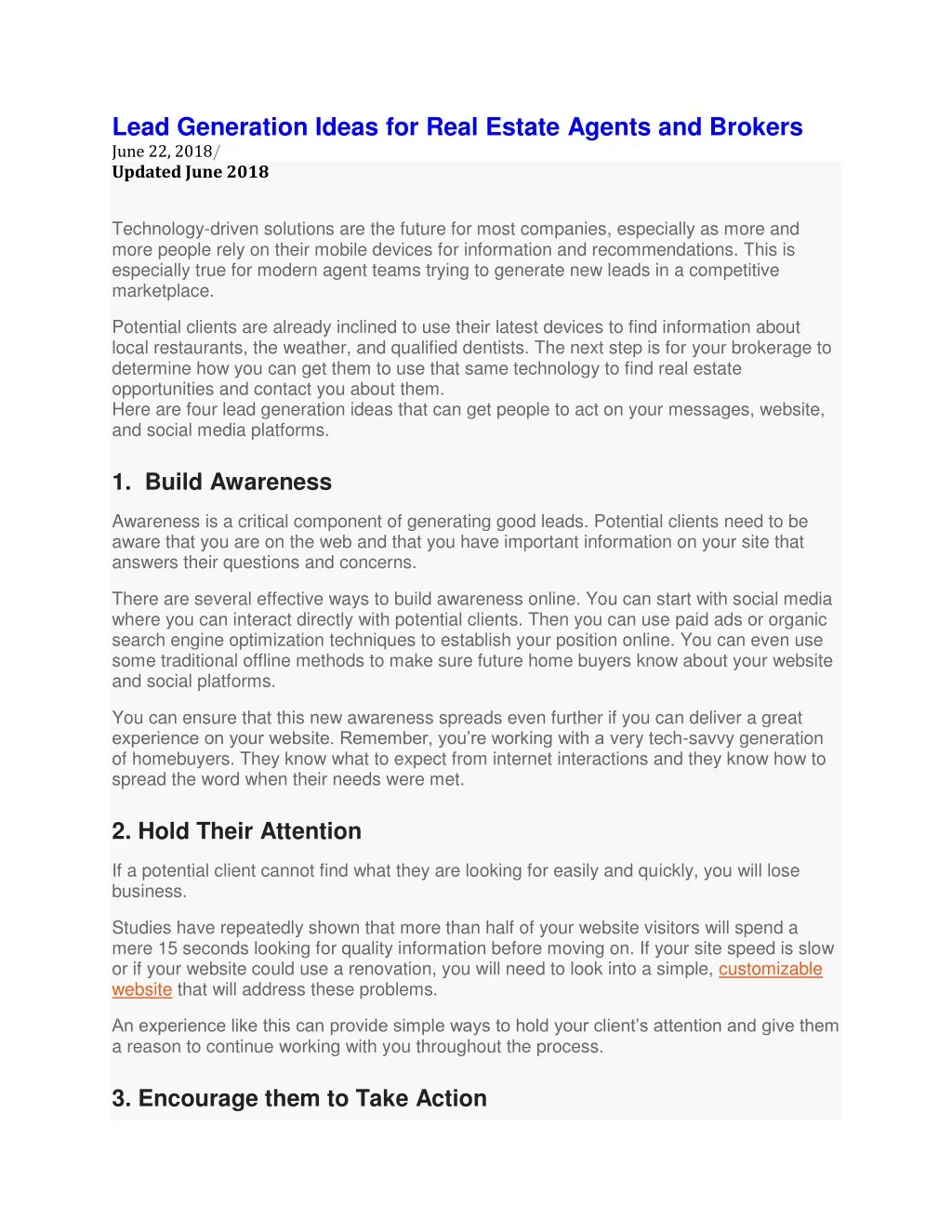 lead generation ideas for real estate agents