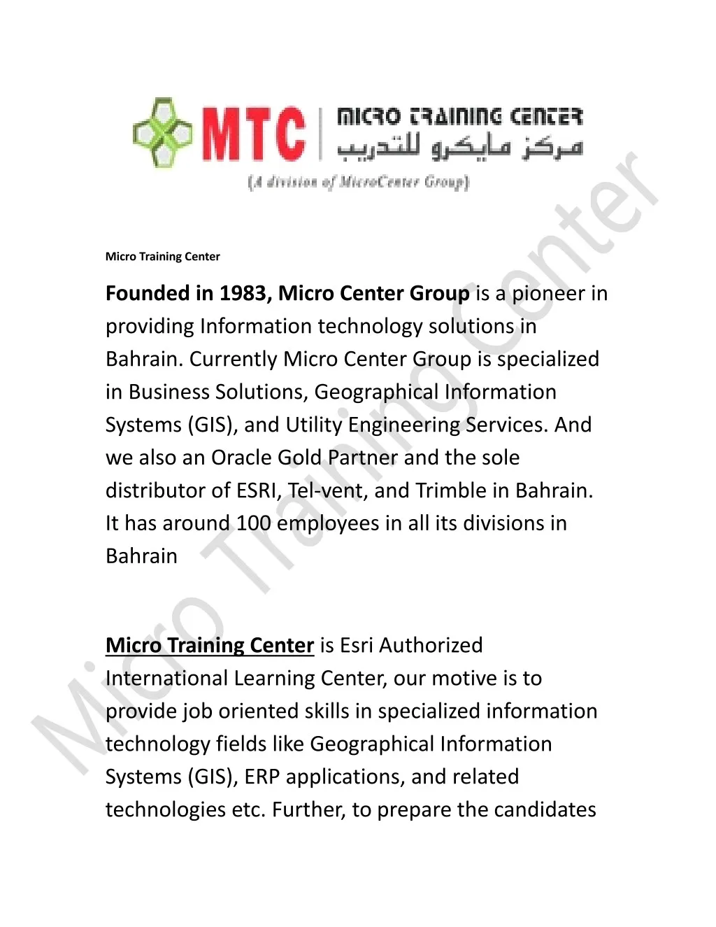 micro training center