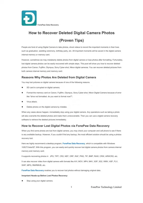 How to Recover Deleted Digital Camera Photos (Proven Tips)