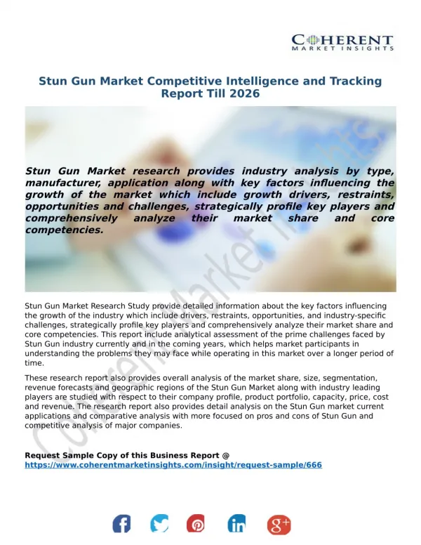 Stun Gun Market Competitive Intelligence and Tracking Report Till 2026
