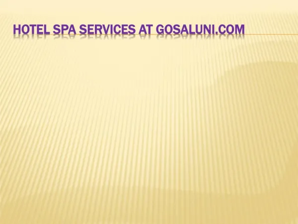 hotel spa services in hyderabad | gosaluni