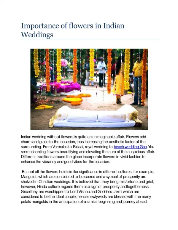 Importance of flowers in Indian Weddings
