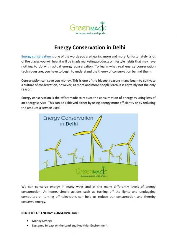 Energy Conservation in Delhi