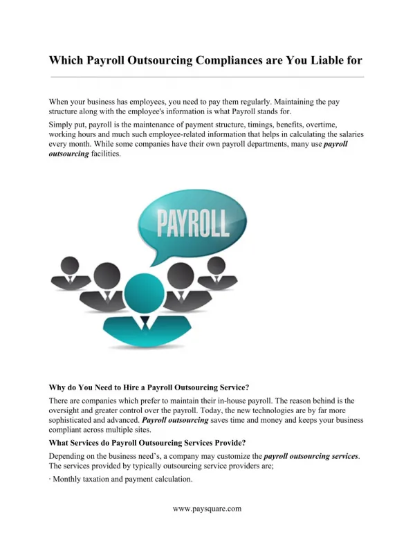Which Payroll Outsourcing Compliances are You Liable for