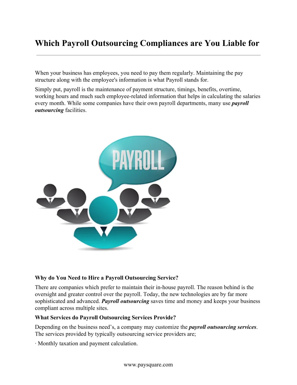 which payroll outsourcing compliances