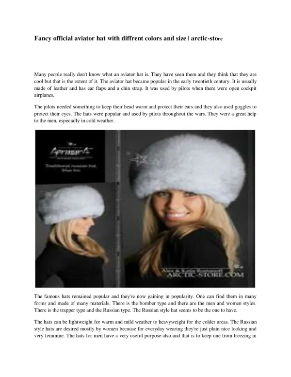 Fancy official aviator hat with diffrent colors and size | arctic-store