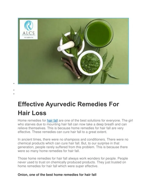 Effective Ayurvedic Remedies For Hair Loss