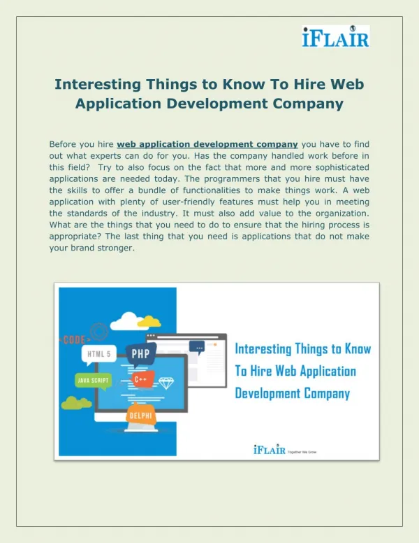 Interesting Things to Know To Hire Web Application Development Company