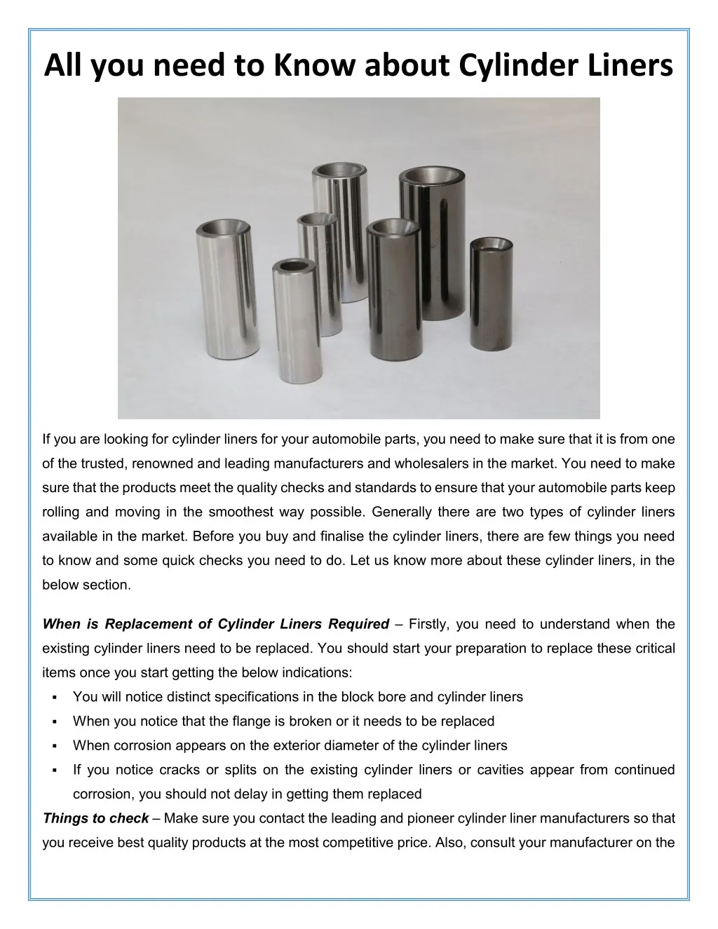 all you need to know about cylinder liners