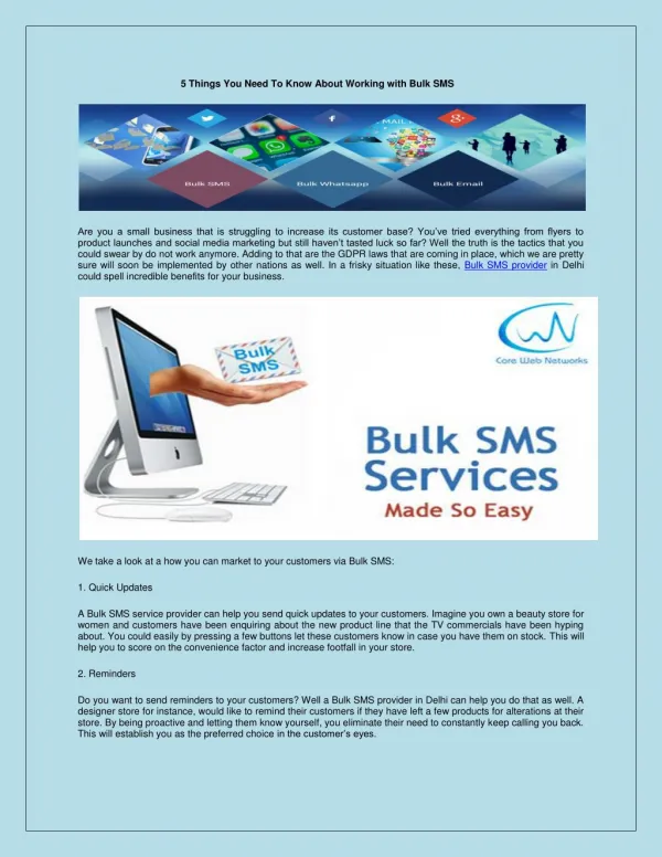 Bulk SMS provider in delhi