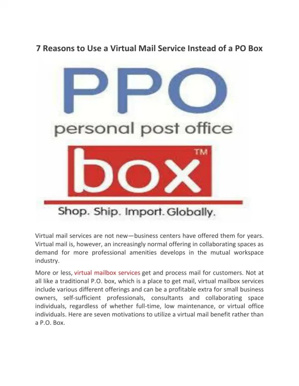 7 Reasons to Use a Virtual Mail Service Instead of a PO Box