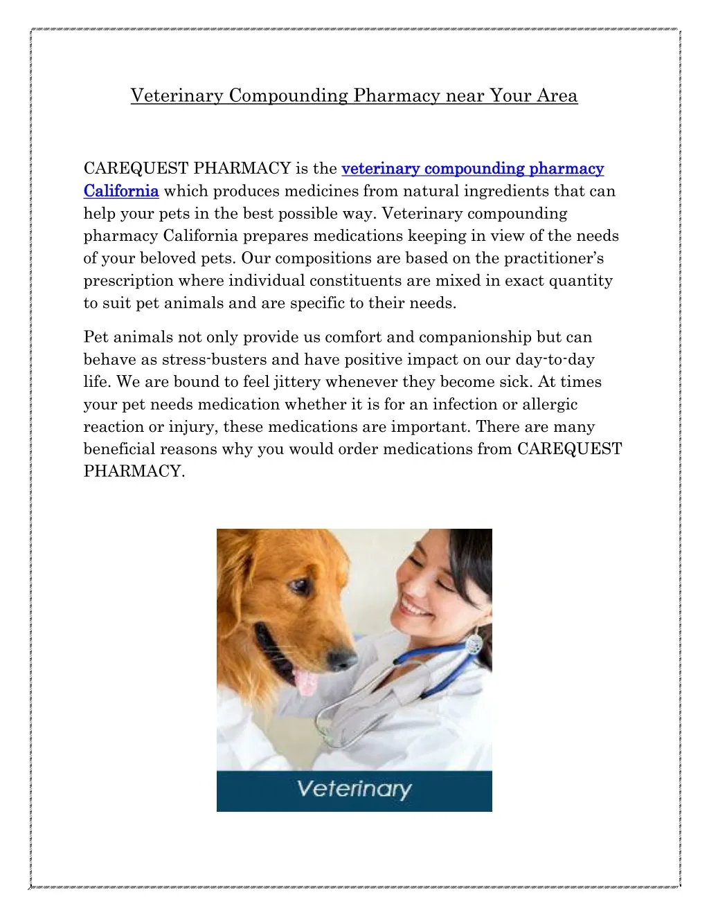 veterinary compounding pharmacy near your area