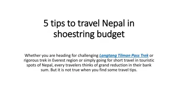 5 tips to travel Nepal in shoestring budget