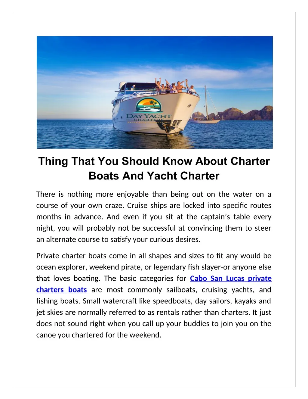 thing that you should know about charter boats