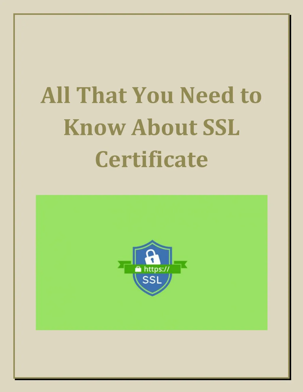 all that you need to know about ssl certificate