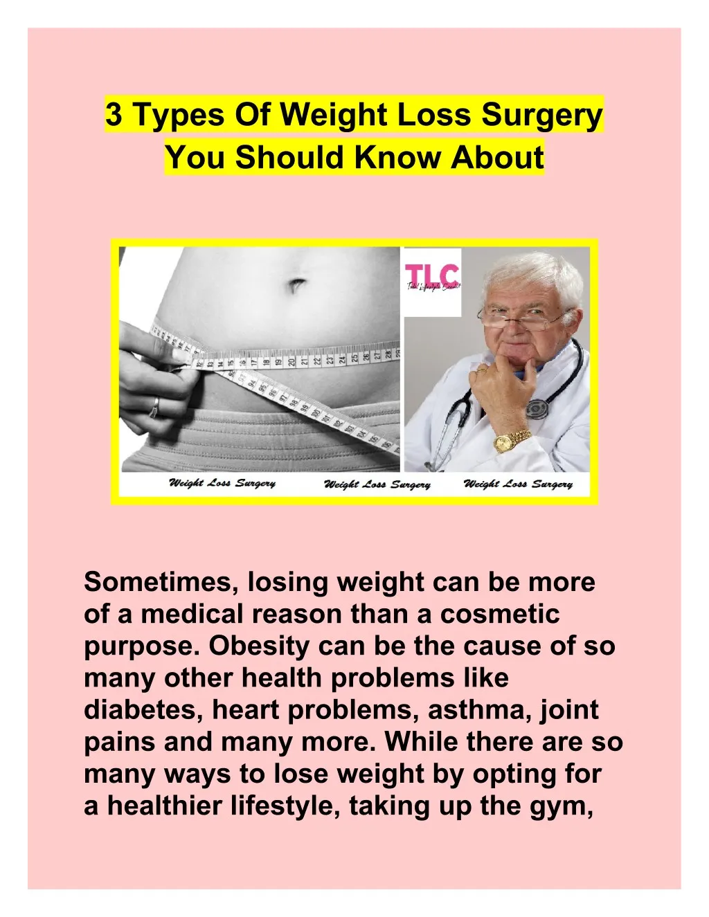 3 types of weight loss surgery you should know