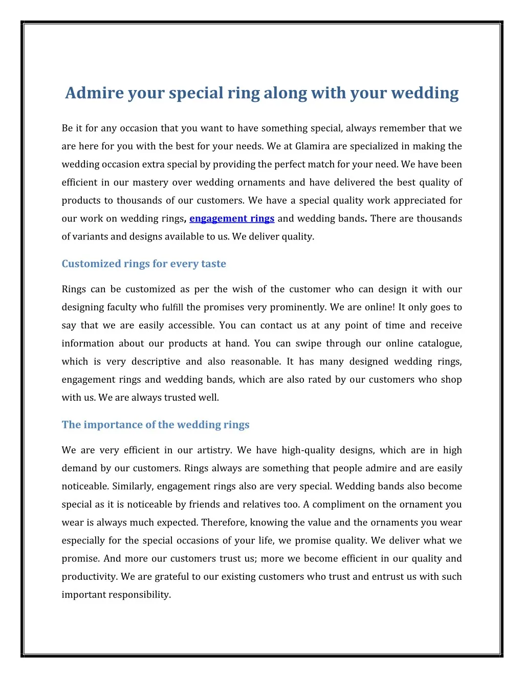 admire your special ring along with your wedding