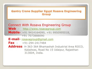 Gantry Crane Supplier Egypt Rosava Engineering Group