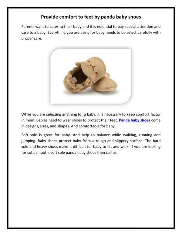Provide comfort to feet by panda baby shoes