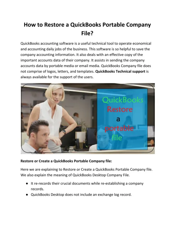 How to Restore a QuickBooks Portable Company File?