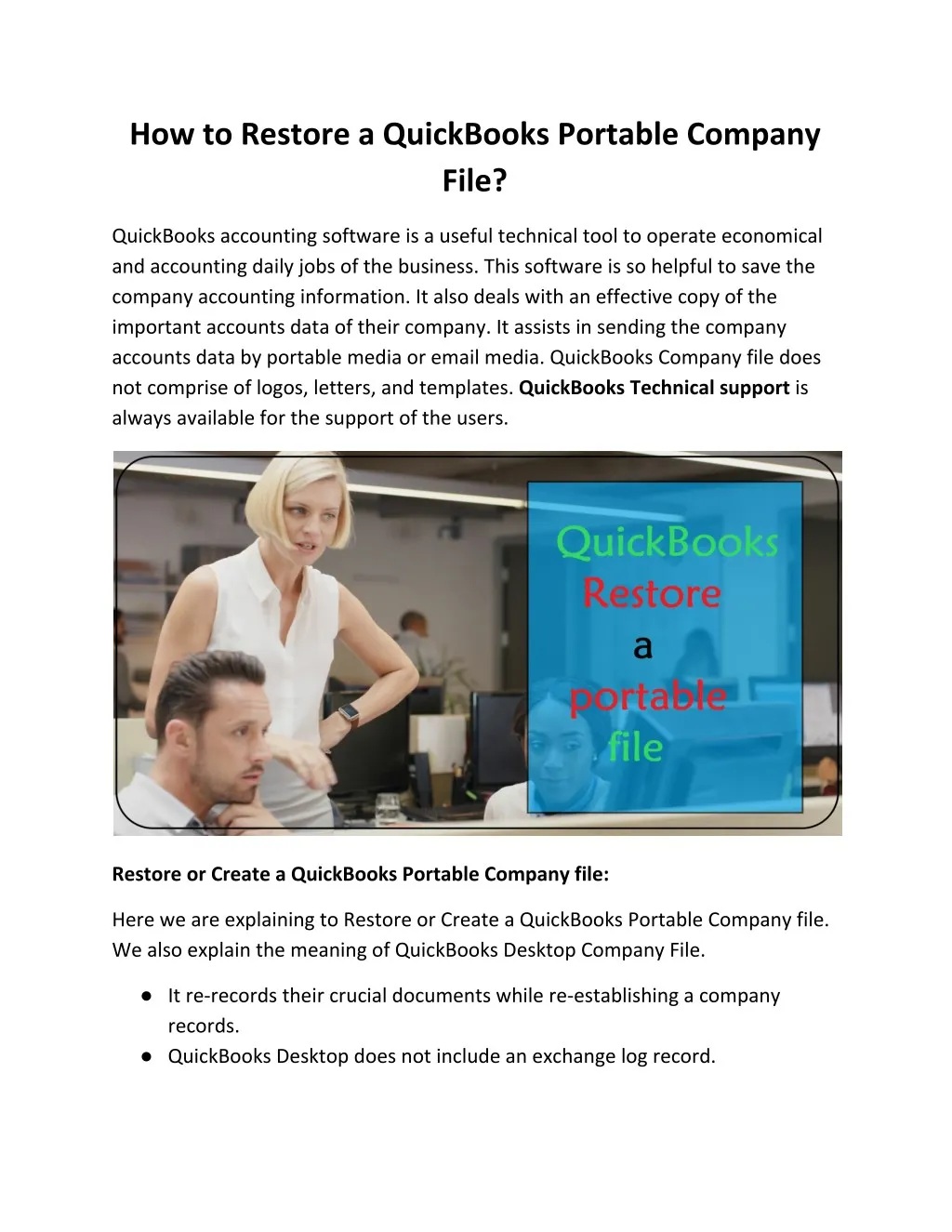 how to restore a quickbooks portable company file