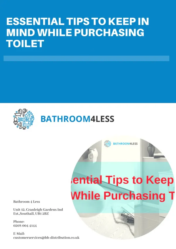 Essential Tips to Keep in Mind While Purchasing Toilet!