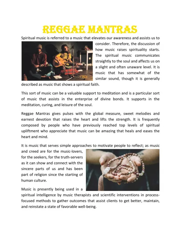 Reggae Mantras and Spiritual Music - www.reggaemantras.com