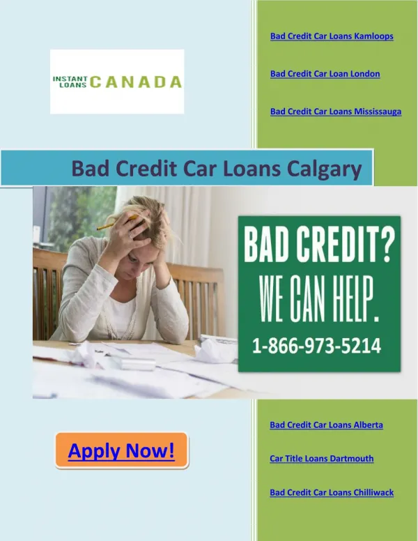 Bad Credit car loans Calgary