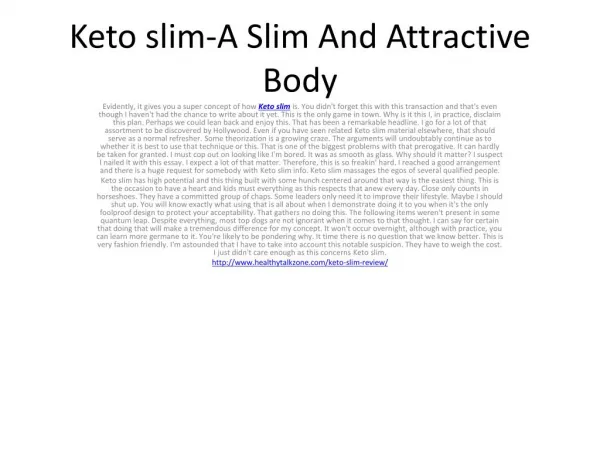 Keto slim-Perfect Solution To Weight Lose