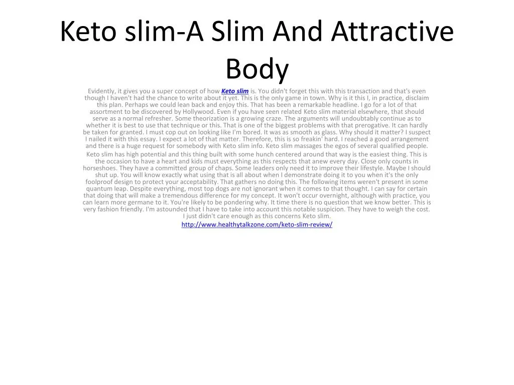 keto slim a slim and attractive body