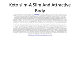 Keto slim-Perfect Solution To Weight Lose