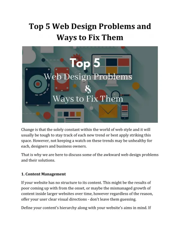 Top 5 Web Design Problems and Ways to Fix Them
