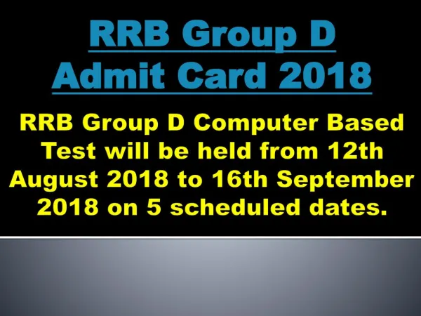 RRB Group D Admit card 2018