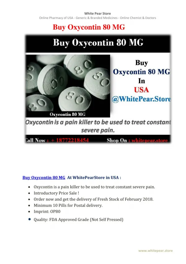 Buy Oxycontin 80 MG