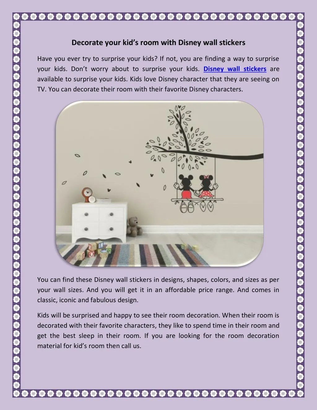 decorate your kid s room with disney wall stickers