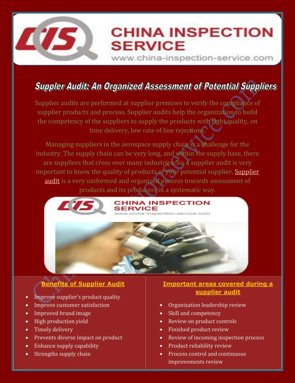 supplier audits are performed at supplier
