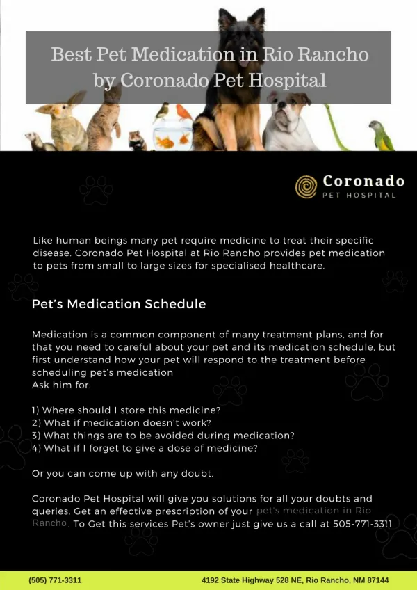 Best Pet Medication in Rio Rancho by Coronado Pet Hospital