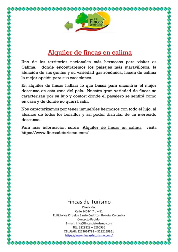 alquiler de fincas en calima