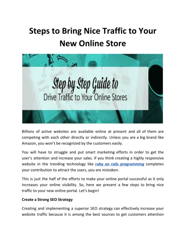 Steps to Bring Nice Traffic to Your New Online Store