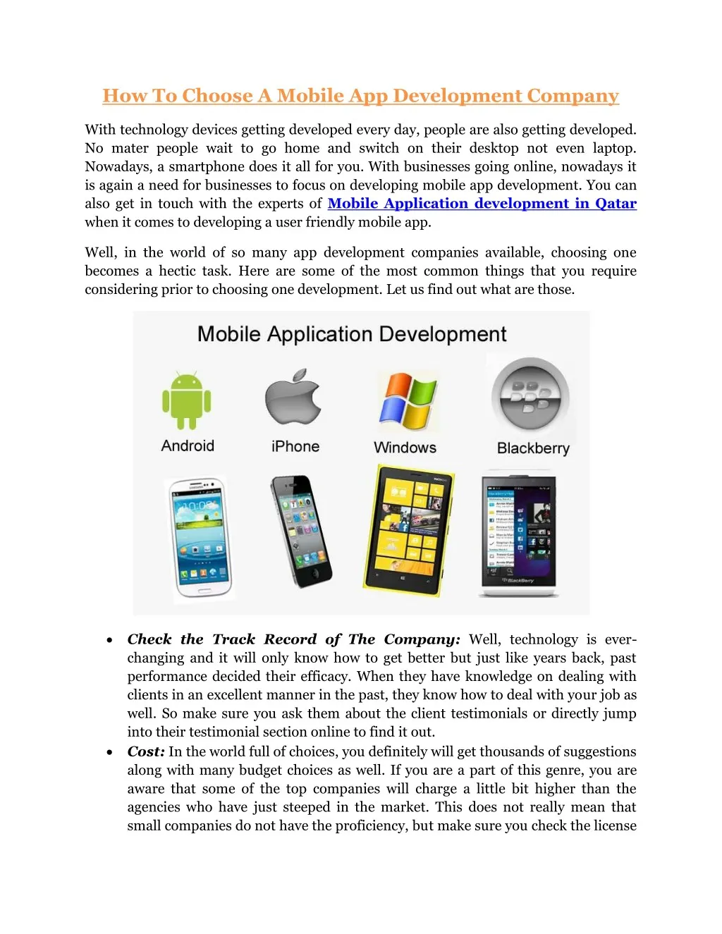 how to choose a mobile app development company