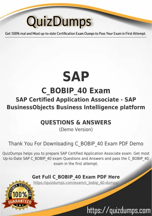 C_BOBIP_40 Exam Dumps - Preparation with C_BOBIP_40 Dumps PDF [2018]