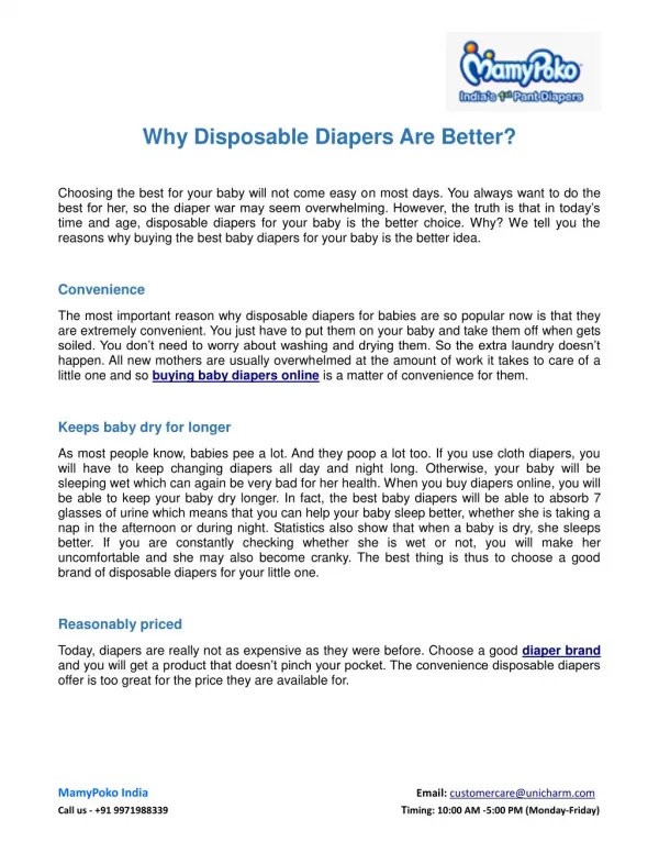 Why Disposable Diapers Are Better?