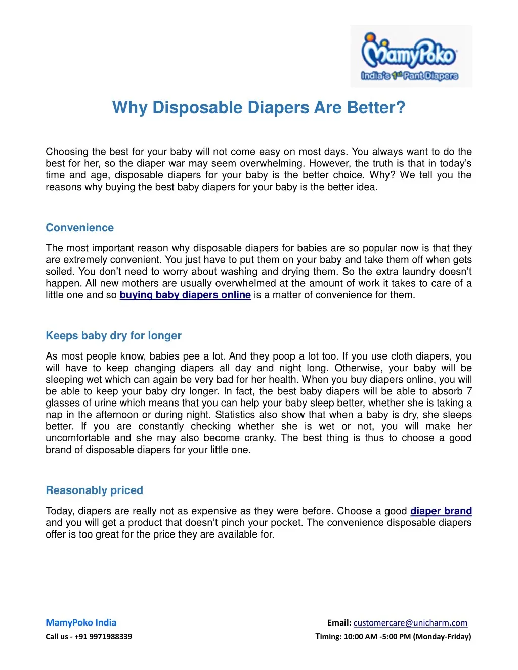 why disposable diapers are better
