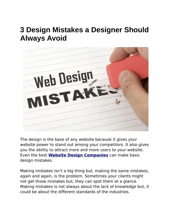 3 Design Mistakes a Designer Should Always Avoid
