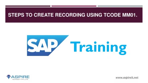 Steps of BDC Recording for Material Master - SAP ABAP Trainings